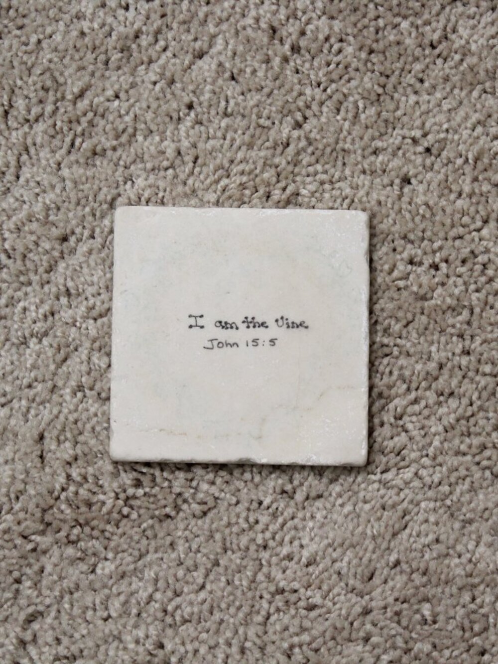White Stone Coaster Square With A Quote in Black Cushion on bottom avoid scratch